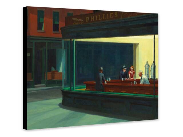 Nighthawkes By Edward Hopper - 1942 - Wrapped Framed Canvas Rolled Photo/Poster Print - image 1
