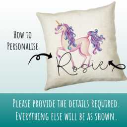 Personalised Unicorn Cushion Gift Printed Name Design - Throw Pillow For Girls Nursery Bedroom Birthday Christmas Cs035 - thumbnail 3