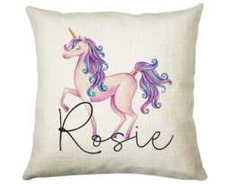Personalised Unicorn Cushion Gift Printed Name Design - Throw Pillow For Girls Nursery Bedroom Birthday Christmas Cs035 - thumbnail 1