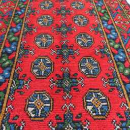 9 Ft Red Afghan Runner Rug, Turkmen Hand Knotted Veg Dyes Plush Wool Oriental Traditional Kitchen Runner, Hallway - thumbnail 3