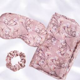 100% Mulberry Silk Pillowcase Both Sides Pattern With Eye Mask & Scrunchie Anti Ageing Smooth Skin & Hair Gift For Her Mother'sday - thumbnail 3