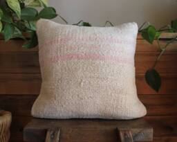40cm - 16Inch Vintage Kilim Cushion Cover Handwoven - Soft Weave Plain Hemp Wool Linen