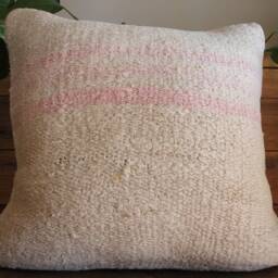 40cm - 16Inch Vintage Kilim Cushion Cover Handwoven - Soft Weave Plain Hemp Wool Linen - thumbnail 2