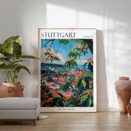 stuttgart Germany Travel Poster Vintage Cityscape Art Print - thumbnail 2