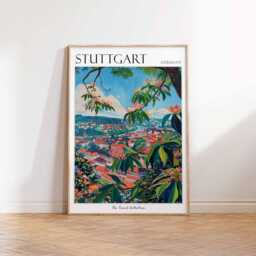 stuttgart Germany Travel Poster Vintage Cityscape Art Print - thumbnail 3