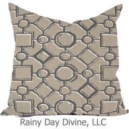 Outdoor Pillows Or Indoor Custom Cover - Slate Blue Sand Tan Beige White Contemporary Modern Geometric Coastal 18x18, 16x16 - thumbnail 3