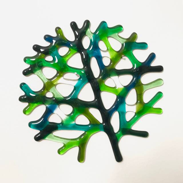 Fused Glass Coral Wall Decor, Emerald Green Sea Reef Art - image 1