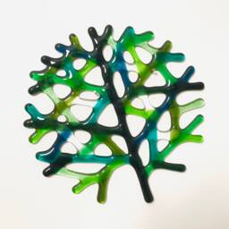 Fused Glass Coral Wall Decor, Emerald Green Sea Reef Art - thumbnail 1