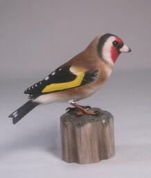 European Goldfinch Hand Carved Wooden Bird - thumbnail 2