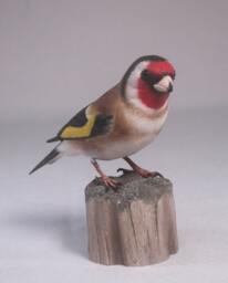 European Goldfinch Hand Carved Wooden Bird - thumbnail 1