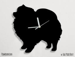 Pomeranian Dog - Wall Clock Silhouette - thumbnail 1