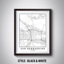 San Bernardino Ca Map Print Vintage Style Office Wall Art - thumbnail 2