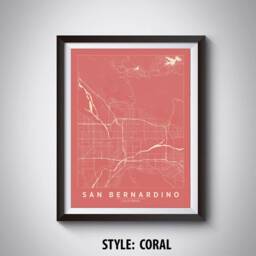 San Bernardino Ca Map Print Vintage Style Office Wall Art - thumbnail 3