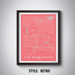 San Bernardino Ca Map Print Vintage Style Office Wall Art - thumbnail 4