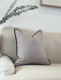Grey Linen Blend Cushion Cover - Minimalist Throw Pillow With Customisable Piping Trim Modern Home Decor All Sizes