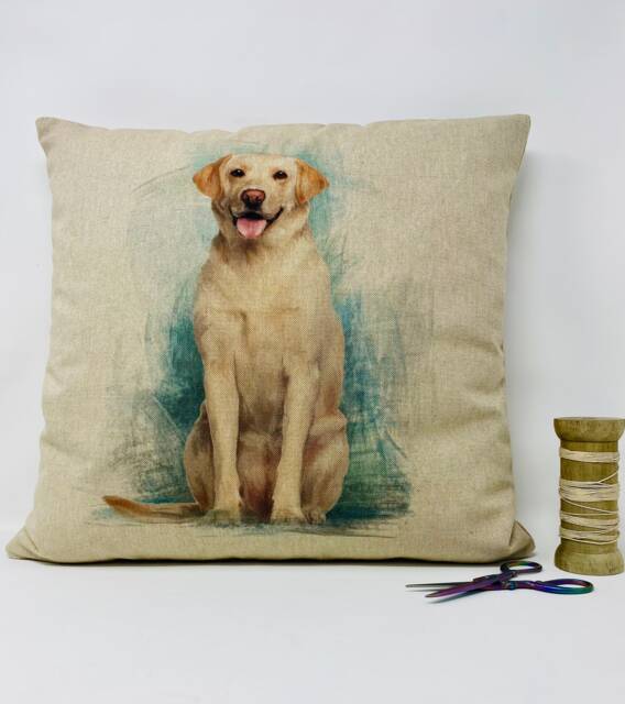 Yellow Labrador Linen Cushion Cover Dog Lover Gift - image 1
