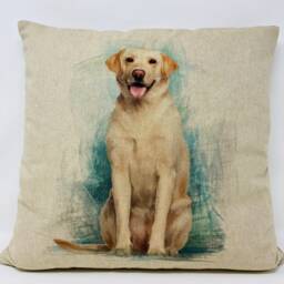 Yellow Labrador Linen Cushion Cover Dog Lover Gift - thumbnail 2