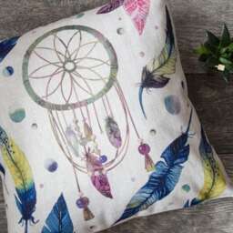 Dream Catcher Pillow Cover, Boho Featherthrow Pillow, Decorative Cushion Christmas Gift Idea - thumbnail 2