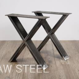 Metal Dining Table Legs/Bench - Set Of 2 X-Shape. Modern Steel Legs. Gold Industrial Base. Iron For Live Edge - thumbnail 2