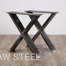 Metal Dining Table Legs/Bench - Set Of 2 X-Shape. Modern Steel Legs. Gold Industrial Base. Iron For Live Edge - thumbnail 3