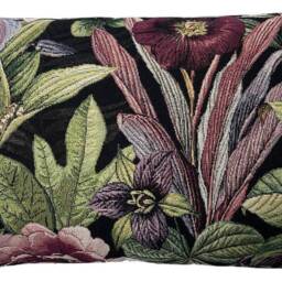 Floral Woven Cushion Cover Black Velvet Back, Vintage Style - thumbnail 3