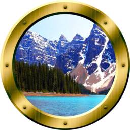Lake Side 3D Porthole Snowy Mountain Green Trees Wall Art Vinyl Decal Peel & Stick Easy To Apply Home D??cor - Vwaq Gp21 - thumbnail 2