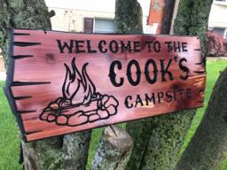 Personalized Cabin Sign Custom Carved Wooden Camp Sign - thumbnail 1