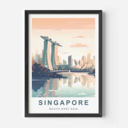 Singapore Travel Poster - Print South East Asia Marina Bay Sands Supertree Grove- A5, A4, A3, A2 - thumbnail 2
