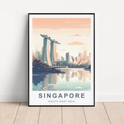 Singapore Travel Poster - Print South East Asia Marina Bay Sands Supertree Grove- A5, A4, A3, A2 - thumbnail 3