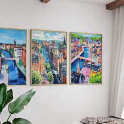 Set Of 3 Glasgow Posters, Scotland Travel Prints, Wall Art Set, Cityscape Poster Modern Home Decor Gift - thumbnail 3