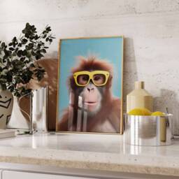 Monkey Print, Poster, Funny Animal D??cor, Wall Art, in Sunglasses Modern D??cor - thumbnail 3