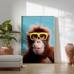 Monkey Print, Poster, Funny Animal D??cor, Wall Art, in Sunglasses Modern D??cor - thumbnail 2