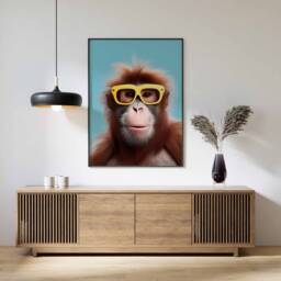 Monkey Print, Poster, Funny Animal D??cor, Wall Art, in Sunglasses Modern D??cor - thumbnail 1