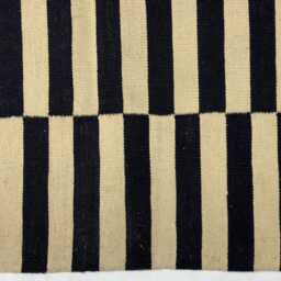 Handmade Flatweave Kilim Rug Black & Beige, Modern Boho Decor - thumbnail 2