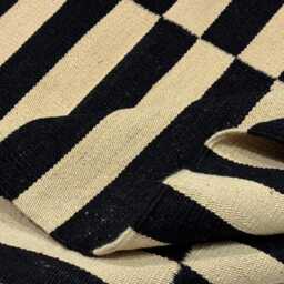 Handmade Flatweave Kilim Rug Black & Beige, Modern Boho Decor - thumbnail 3