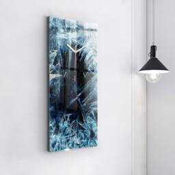 Frozen Wall Wall Clock, Blue Modern Abstraction Printed Personalized Clock - thumbnail 3