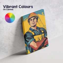 Modern Construction Worker Portrait Graphic Pop Art Illustration Canvas Wall Print Decor Picture Ready To Hang - thumbnail 4