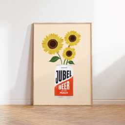 Peach Beer Print Jubel Art, Sunflower Decor - thumbnail 1