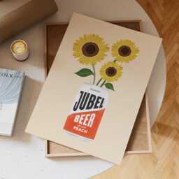 Peach Beer Print Jubel Art, Sunflower Decor - thumbnail 3