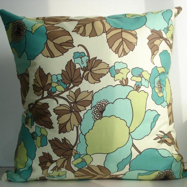 New 18x18 Inch Designer Handmade Pillow Case in Retro Floral