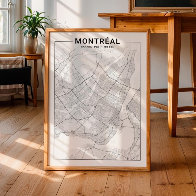 Black & White Montreal Poster - Minimalist Street Map For Modern Elegant Wall D??cor - image 1