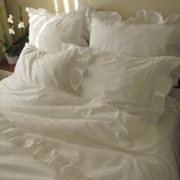 Shabby Chic Pintuck Bedding Sets Full Queen King Ruffled Duvet Cover Ruffle White Ivory Cotton Euro Sham-Cotton Lace Rib Nurdanceyiz - thumbnail 3