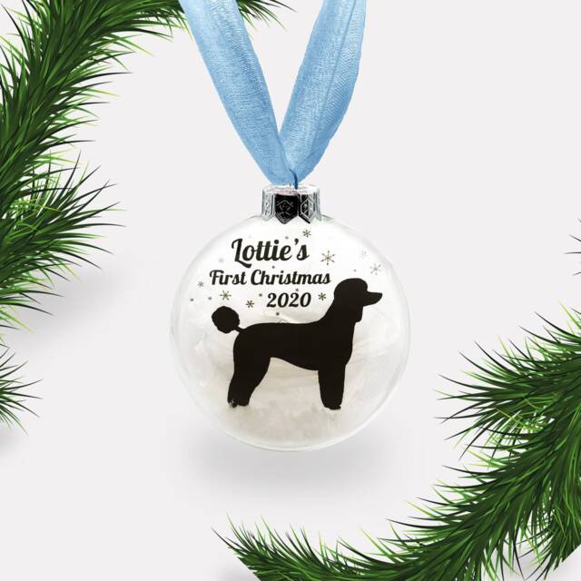 Personalized Dog's First Christmas Bauble Custom Breed Glass Ornament - image 1