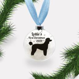 Personalized Dog's First Christmas Bauble Custom Breed Glass Ornament - thumbnail 1