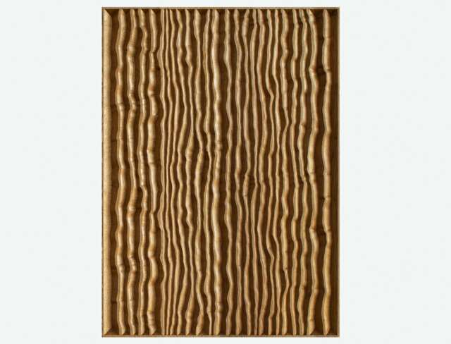 Oak Wall Panel, 28x20 Inch Graved Decor. Elegant Design, Large Wooden Art. Soothing Sea Theme, Golden Oak - image 1