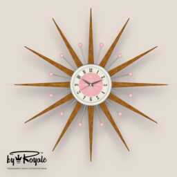 Teak Starburst Clock Mid Century Modern Wall Decor, 27 - thumbnail 1