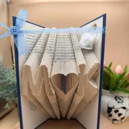 Personalized Folded Book Art, Anniversary Gift, Initials & Heart - thumbnail 3