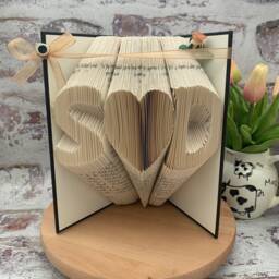 Personalized Folded Book Art, Anniversary Gift, Initials & Heart - thumbnail 4