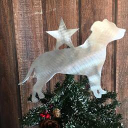 Pit Bull With Natural Ears, Star On Back, Christmas, Tree Topper, Wall Art Or Yard Stake, Metal, Aluminum, Dog Lover Gift - thumbnail 3