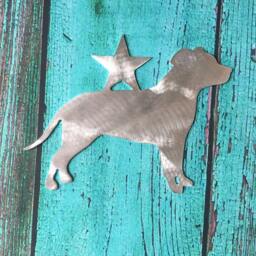 Pit Bull With Natural Ears, Star On Back, Christmas, Tree Topper, Wall Art Or Yard Stake, Metal, Aluminum, Dog Lover Gift - thumbnail 4